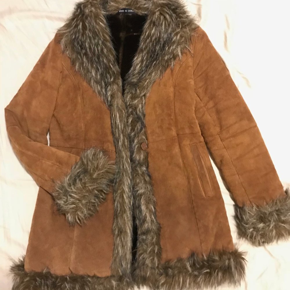 Wilson’s Leather Women's Suede Faux Fur Coat S ✨